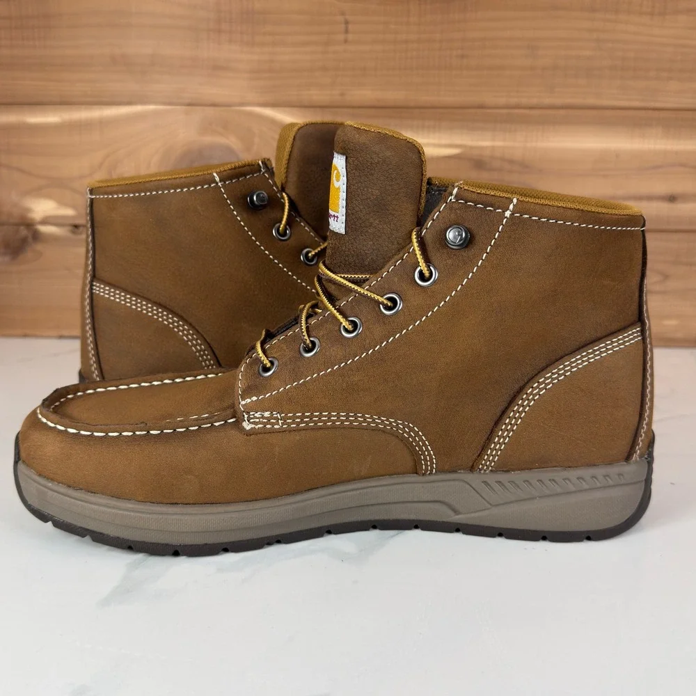 Carhartt Force 4-Inch Lightweight Wedge Work Boots Brown Leather Mens size 9
